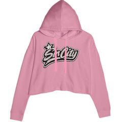 Sin City Vegas Retro Vintage Cropped Hoodie Sweatshirt Mauve
