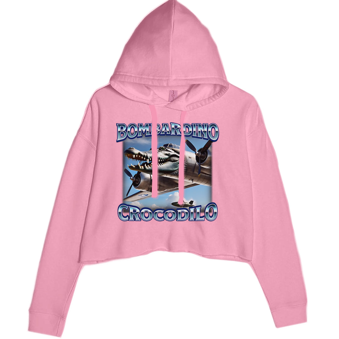 Bombardino Crocodilo Brainrot Cropped Hoodie Sweatshirt Mauve