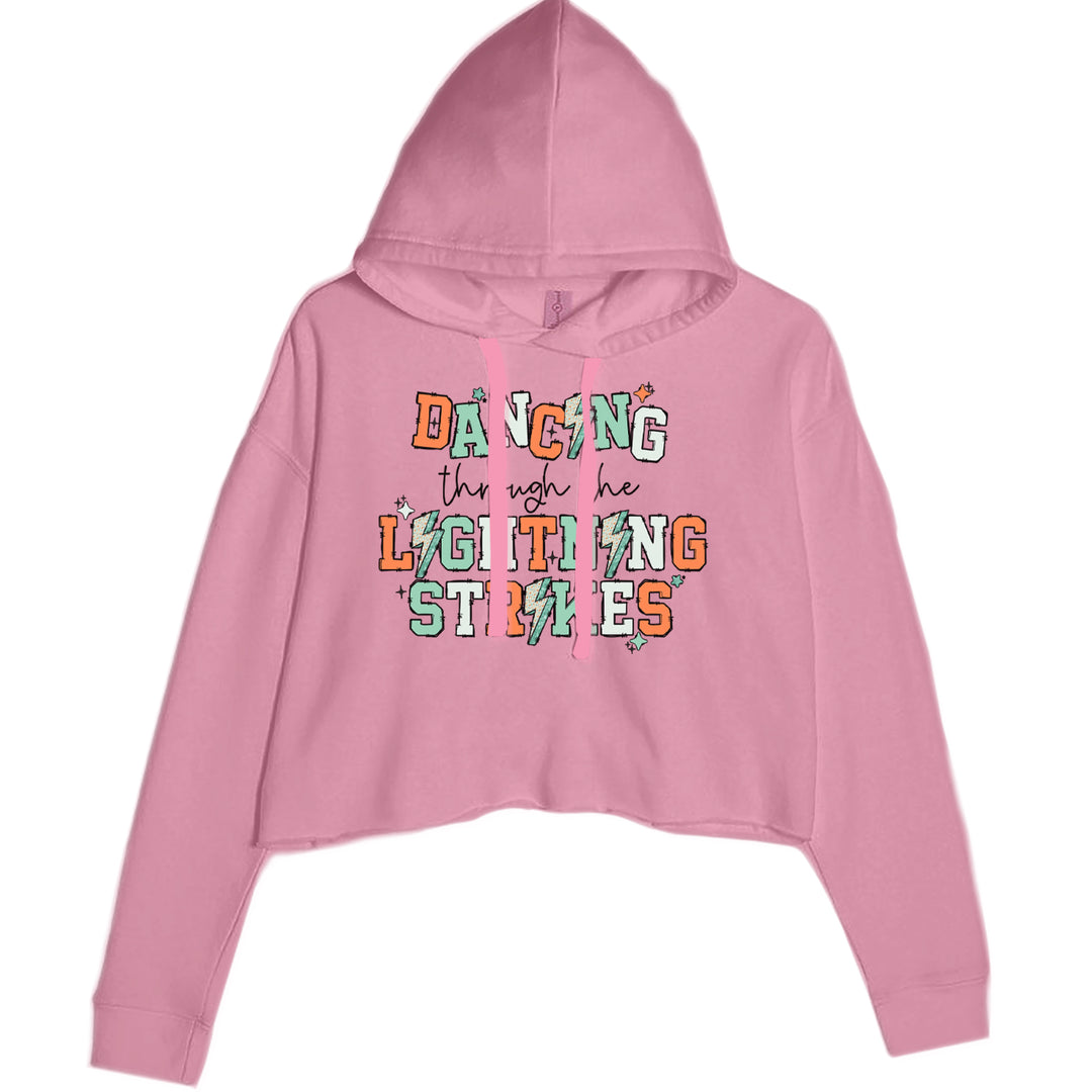 Dancing Through The Lightning Strikes Cropped Hoodie Sweatshirt Mauve