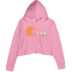 Pumpkin Pacman Chasing Ghosts Halloween Cropped Hoodie Sweatshirt Mauve