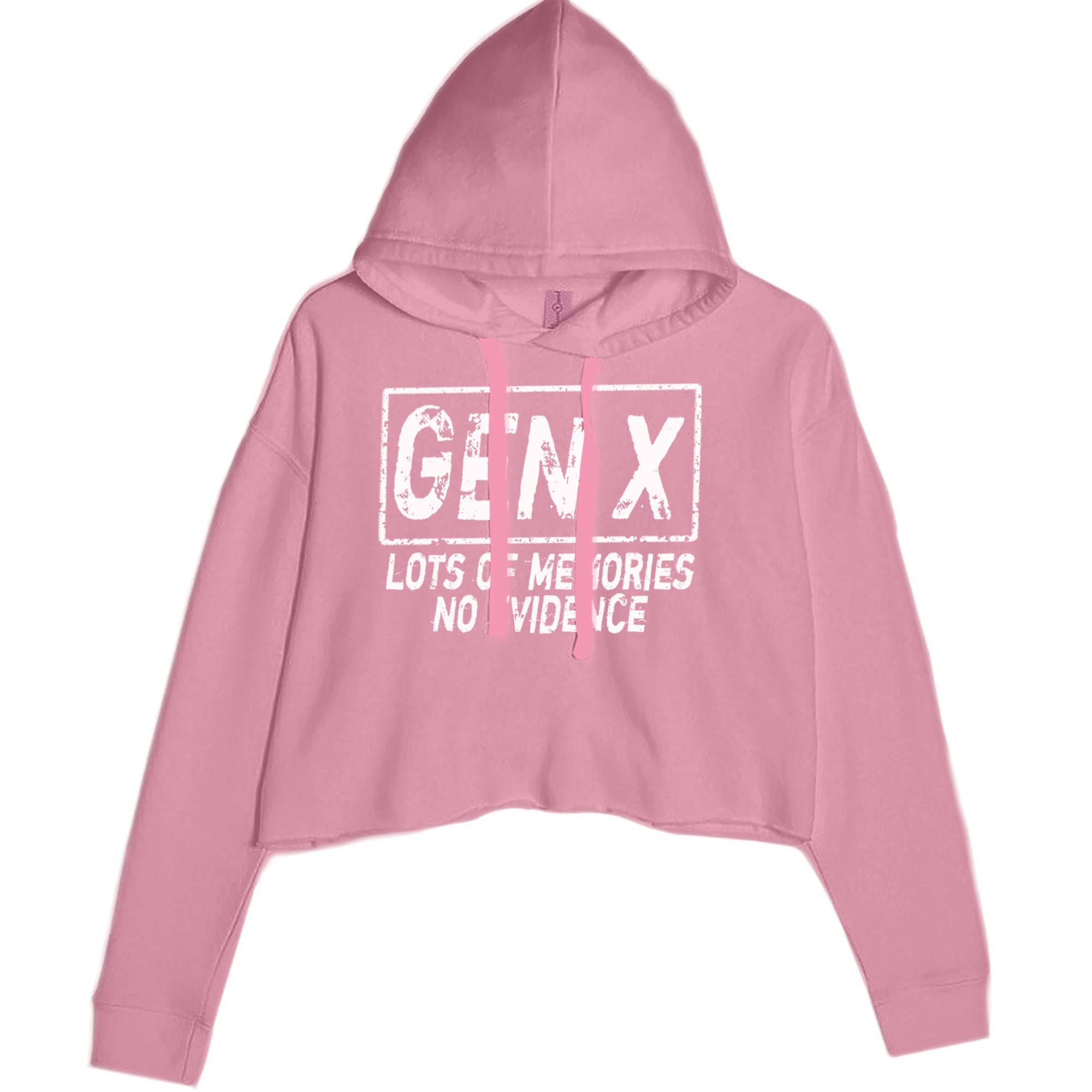Gen X Lots of Memories No Evidence Nostalgia Cropped Hoodie Sweatshirt Mauve