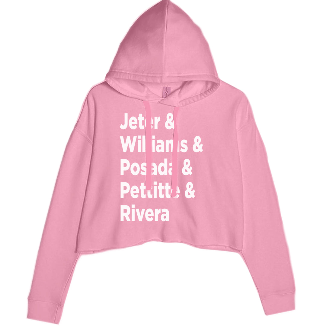 Jeter & Williams & Posada & Pettitte & Rivera Cropped Hoodie Sweatshirt Mauve