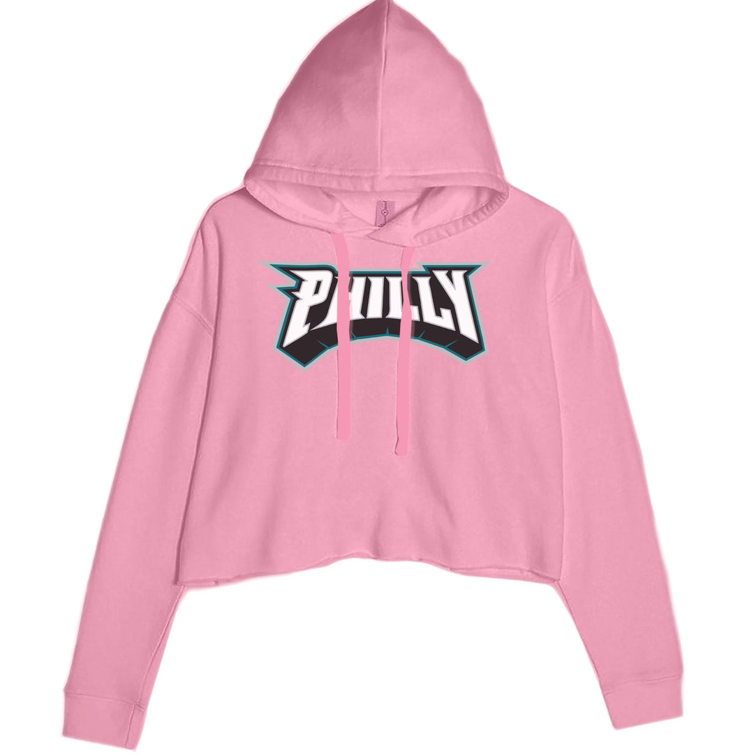 Philly Bold Block Throwback Cropped Hoodie Sweatshirt Mauve