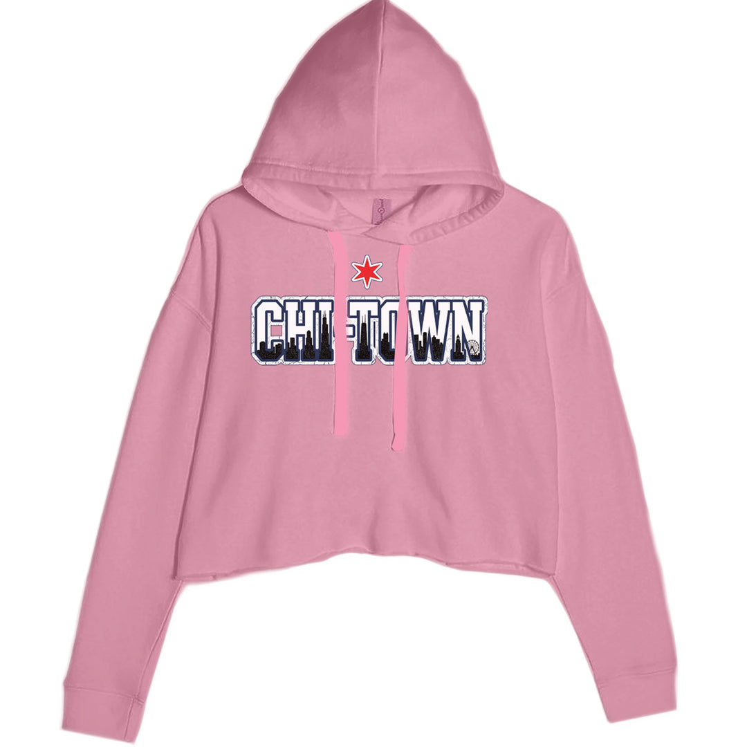 Chicago Chi-Town City Pride Cropped Hoodie Sweatshirt Mauve