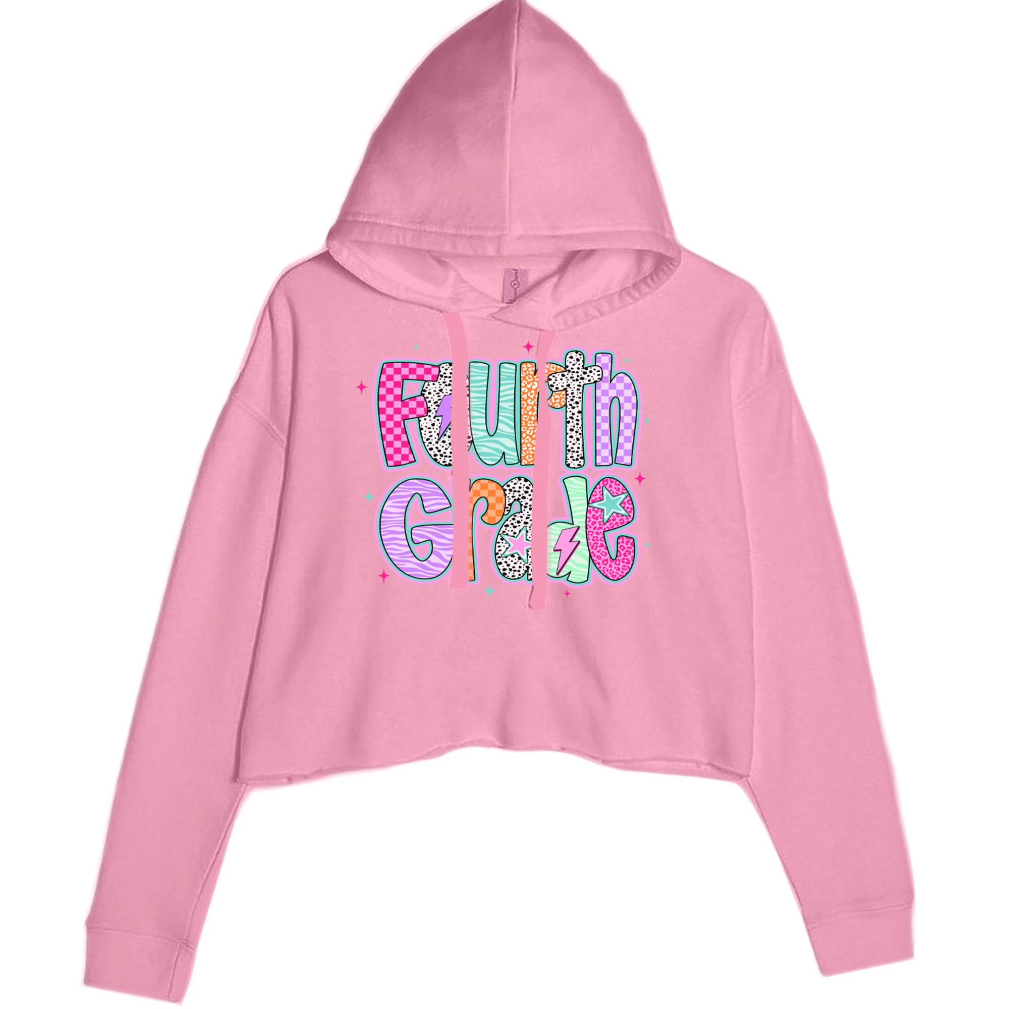 Fourth Grade Fierce Colorful Back to School Cropped Hoodie Sweatshirt Mauve