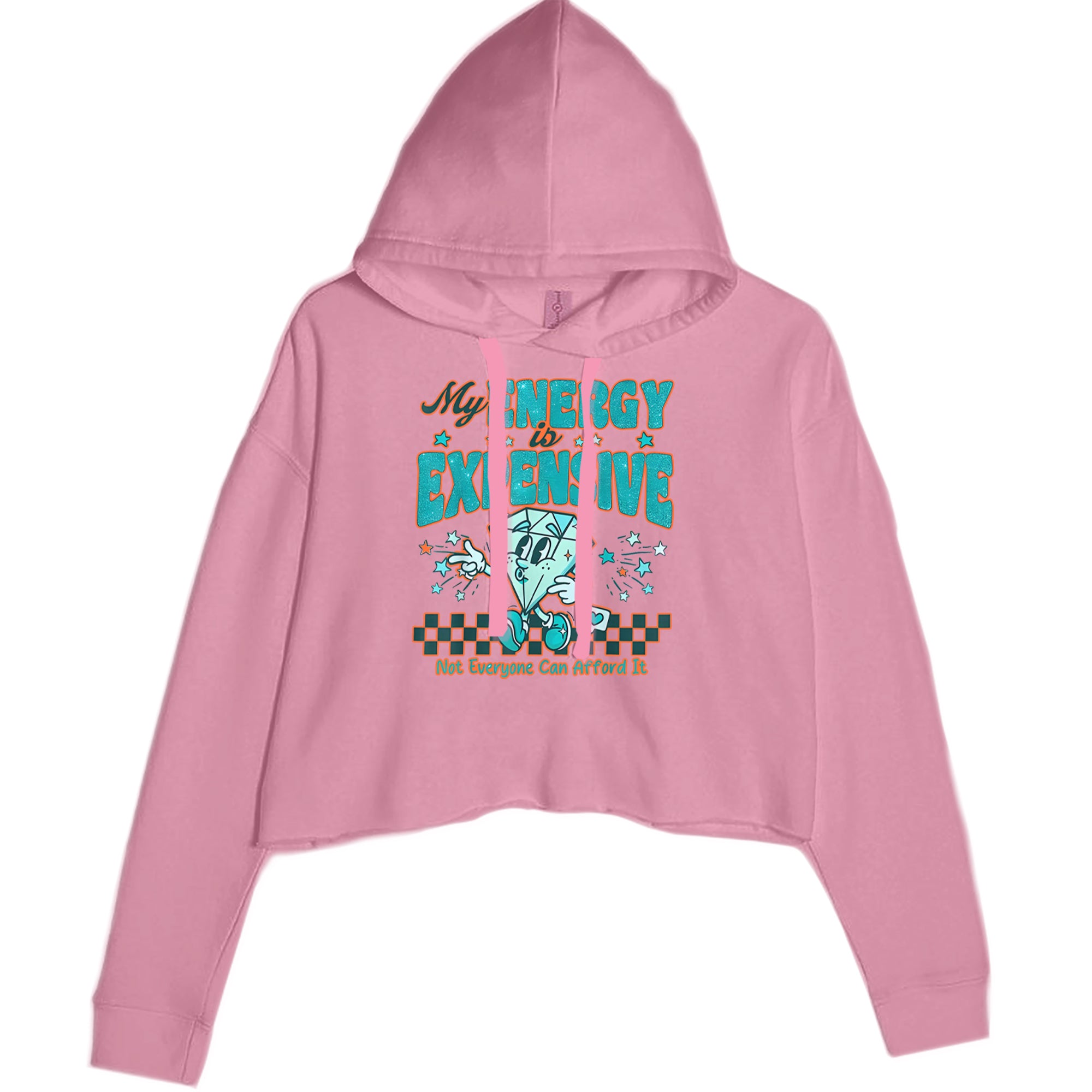Diamond My Energy Is Expensive Cropped Hoodie Sweatshirt Mauve