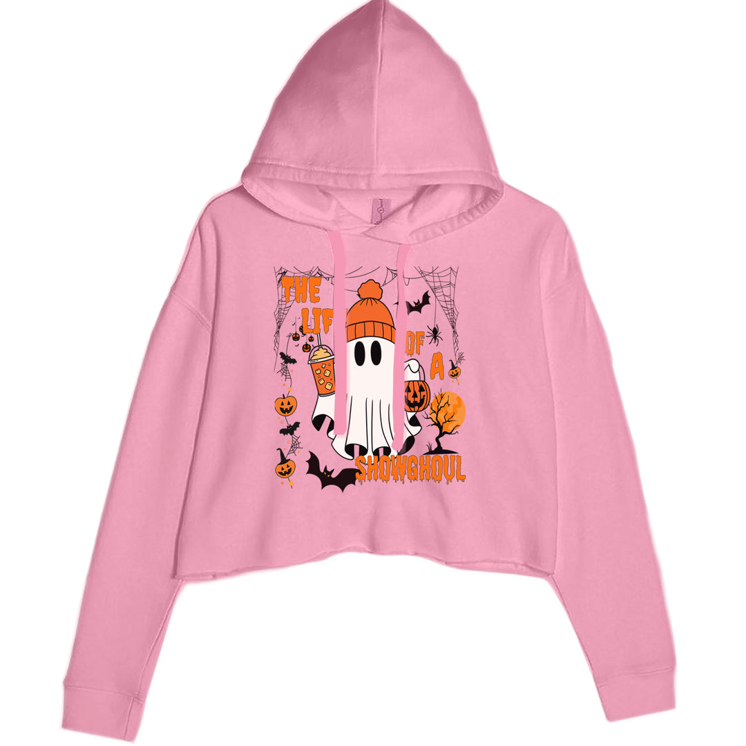 Life of a Showghoul Halloween Showgirl Vibes Cropped Hoodie Sweatshirt Mauve