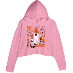 Life of a Showghoul Halloween Showgirl Vibes Cropped Hoodie Sweatshirt Mauve