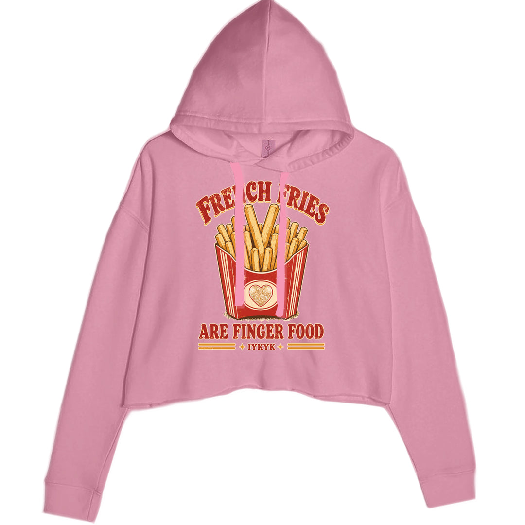 French Fries Are Finger Food IYKYK Cropped Hoodie Sweatshirt Mauve