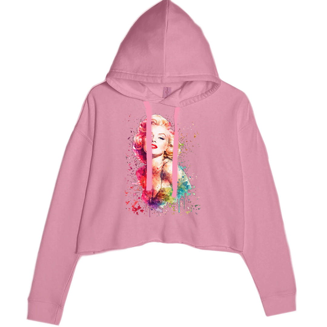 Mrs. Monroe Watercolors Bombshell Cropped Hoodie Sweatshirt Mauve