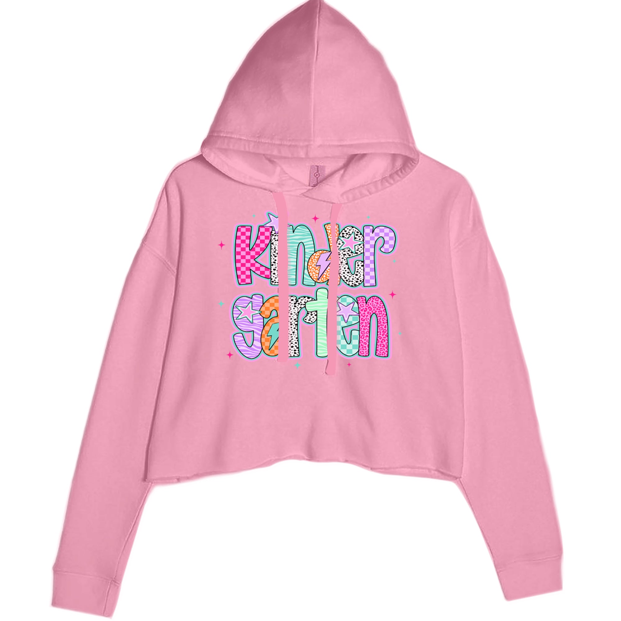 Kindergarten Cutie Colorful Back to School Cropped Hoodie Sweatshirt Mauve