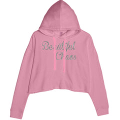 Beautiful Chaos Glitter Music Festival Cropped Hoodie Sweatshirt Mauve