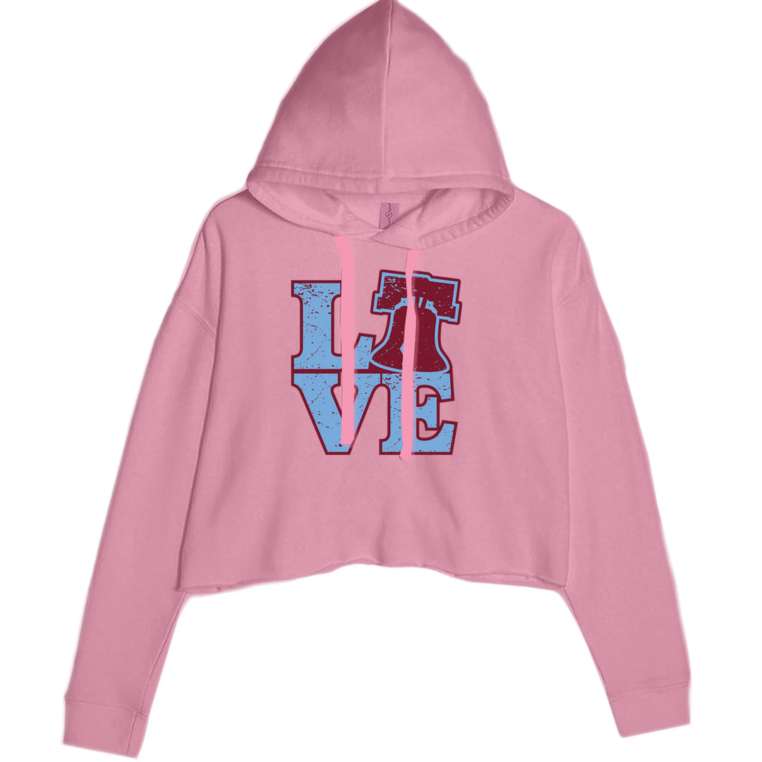 Love Philly Liberty Bell Cropped Hoodie Sweatshirt Mauve