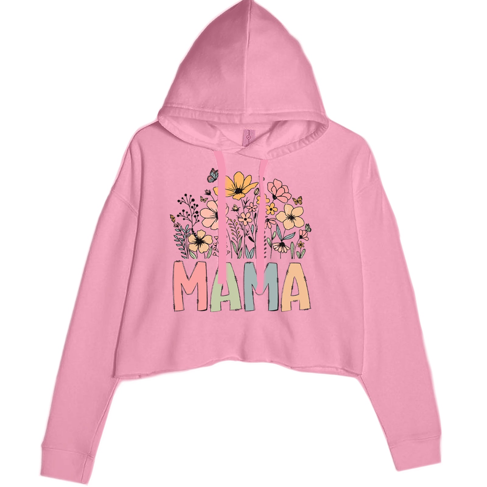 Mama Wildflower Retro Flower Cropped Hoodie Sweatshirt Lavender
