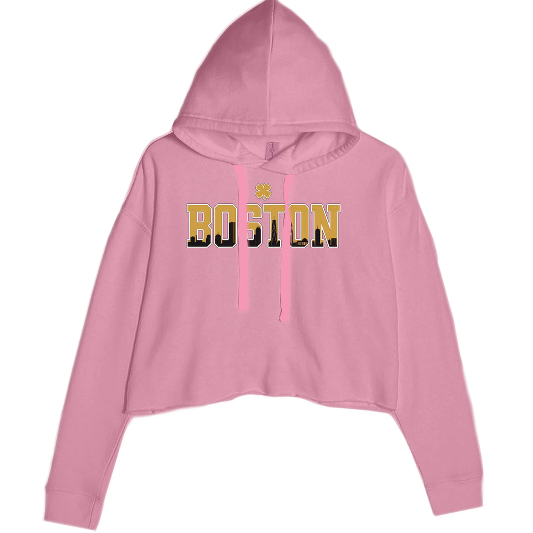 Boston City Pride Irish Cropped Hoodie Sweatshirt Mauve
