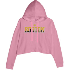Boston City Pride Irish Cropped Hoodie Sweatshirt Mauve