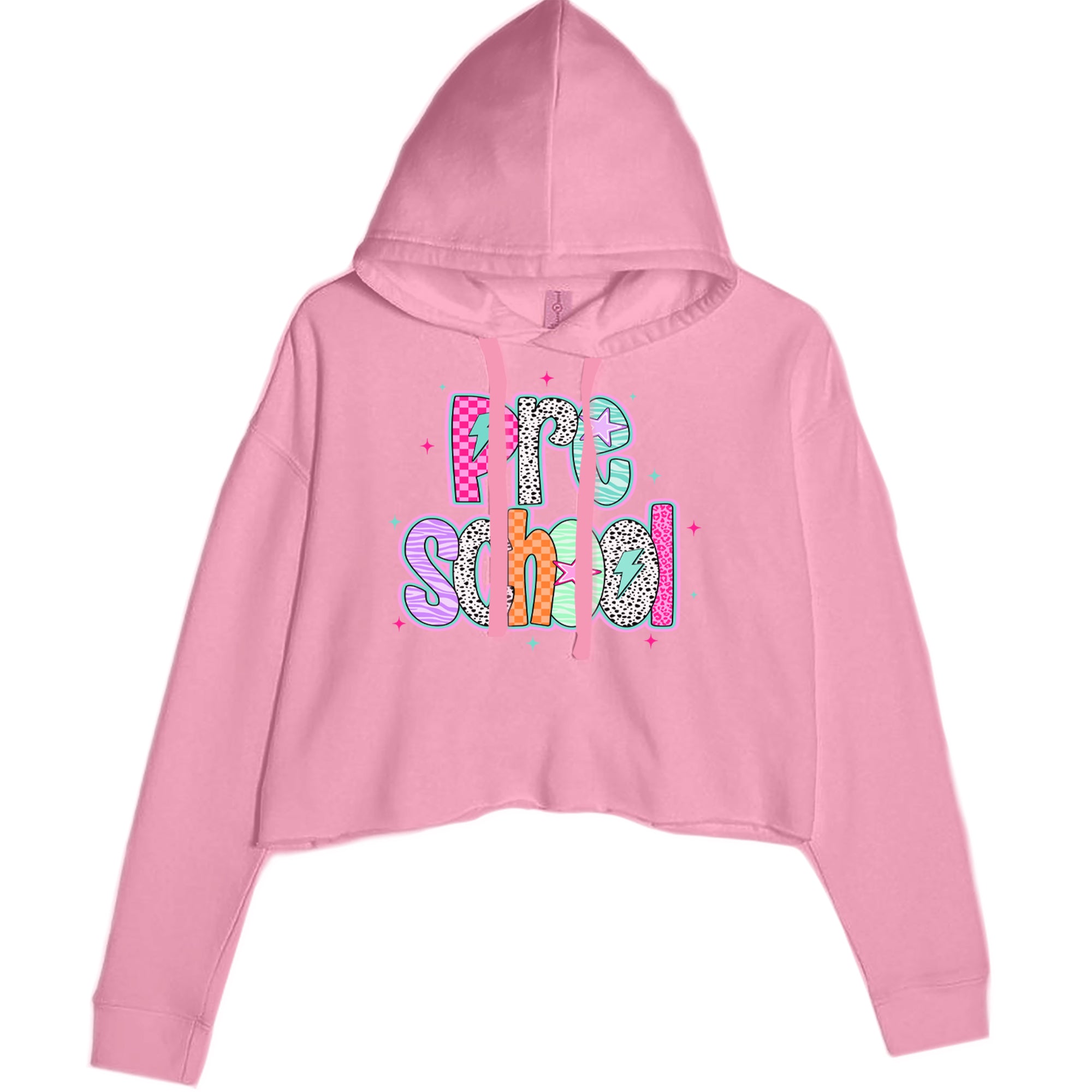 Preschool Power Colorful Back to School Cropped Hoodie Sweatshirt Mauve