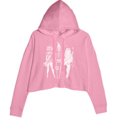 Vintage Spooky Squad Pinup Halloween Design Cropped Hoodie Sweatshirt Mauve