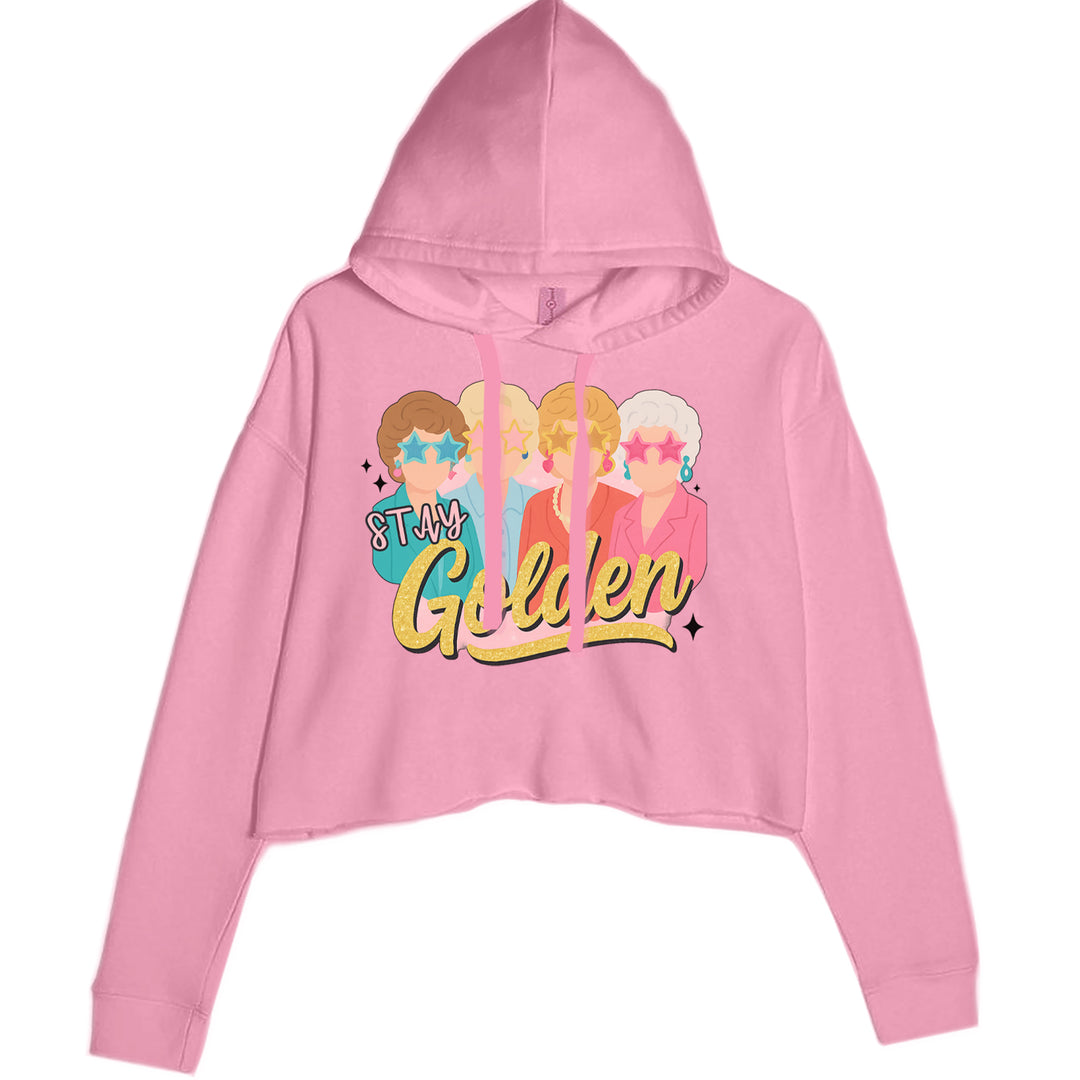 Stay Golden Girls Retro Cropped Hoodie Sweatshirt Mauve