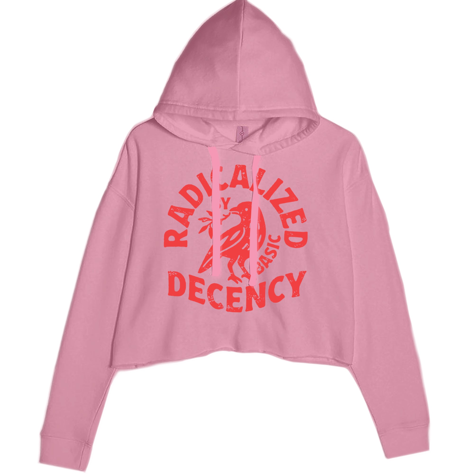 Radicalized by Basic Decency Dove Protest Statement Cropped Hoodie Sweatshirt Mauve