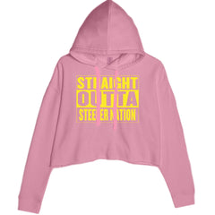 Straight Outta Steeler Nation Football  Cropped Hoodie Sweatshirt Mauve