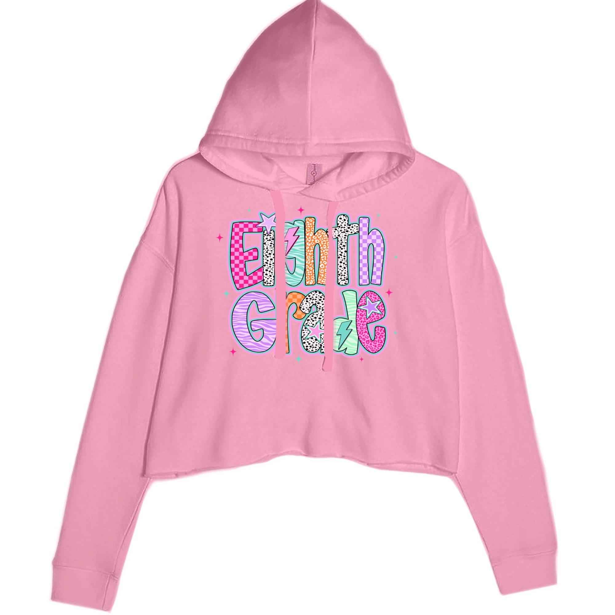 Eighth Grade Energy Colorful Back to School Cropped Hoodie Sweatshirt Mauve