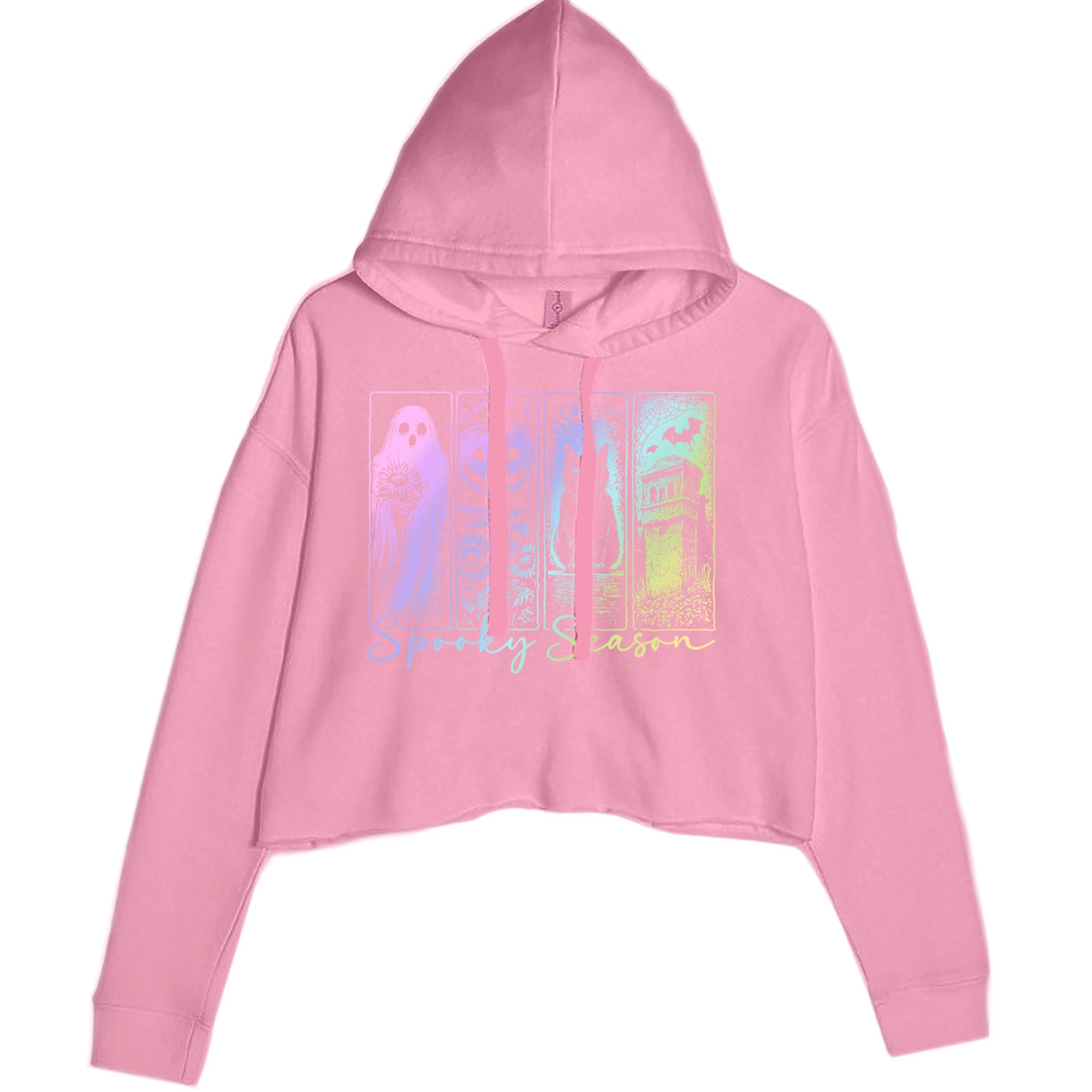 Spooky Season Cute Pastel Halloween Design Cropped Hoodie Sweatshirt Mauve