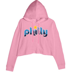 Skyline Philly Philadelphia Cropped Hoodie Sweatshirt Mauve