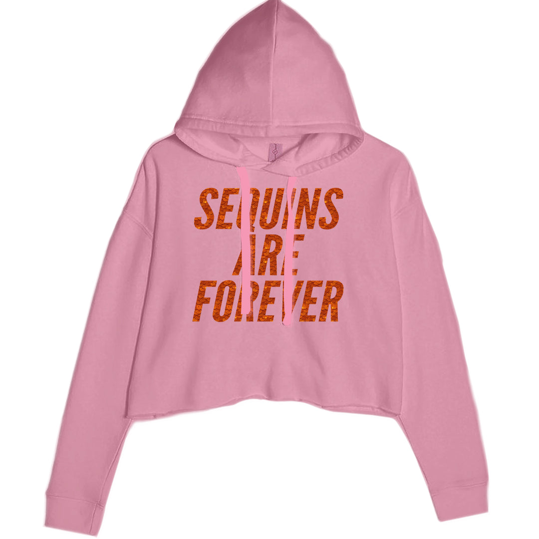 Sequins Are Forever Retro Glam Cropped Hoodie Sweatshirt Mauve