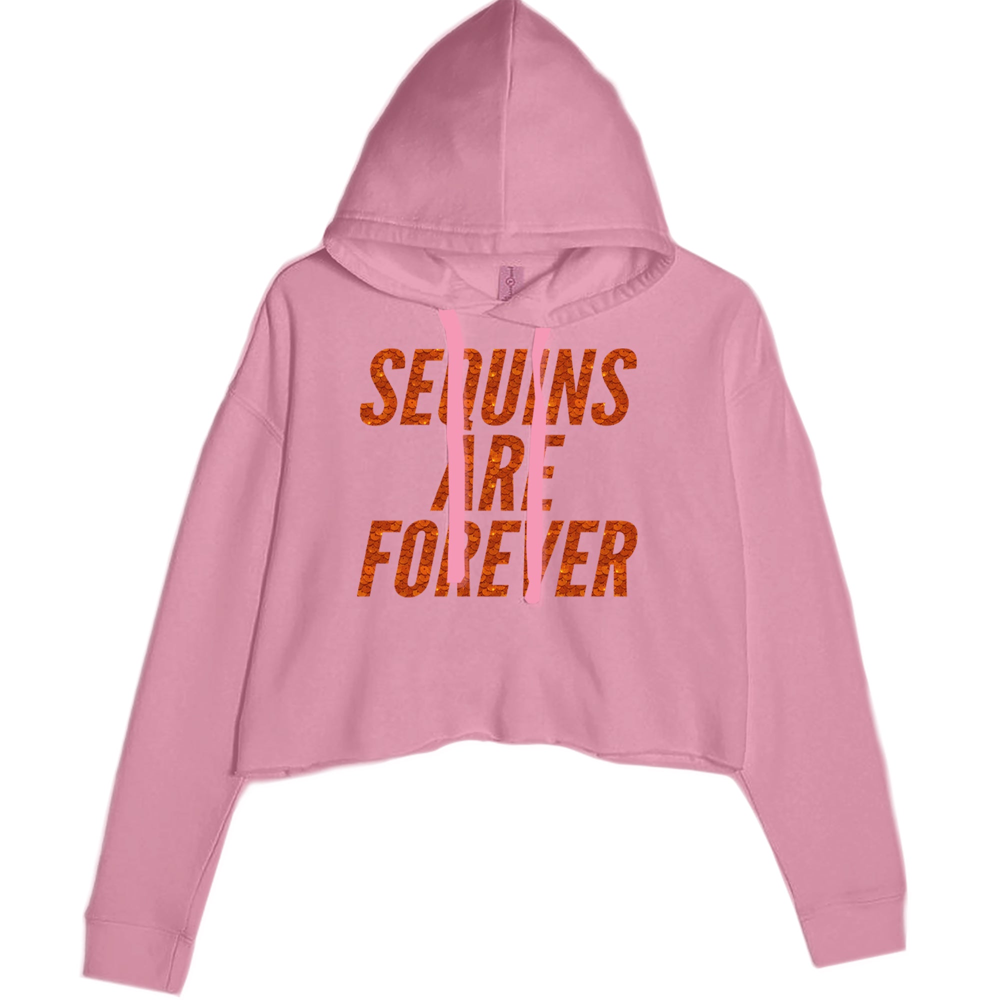 Sequins Are Forever Retro Glam Cropped Hoodie Sweatshirt Mauve