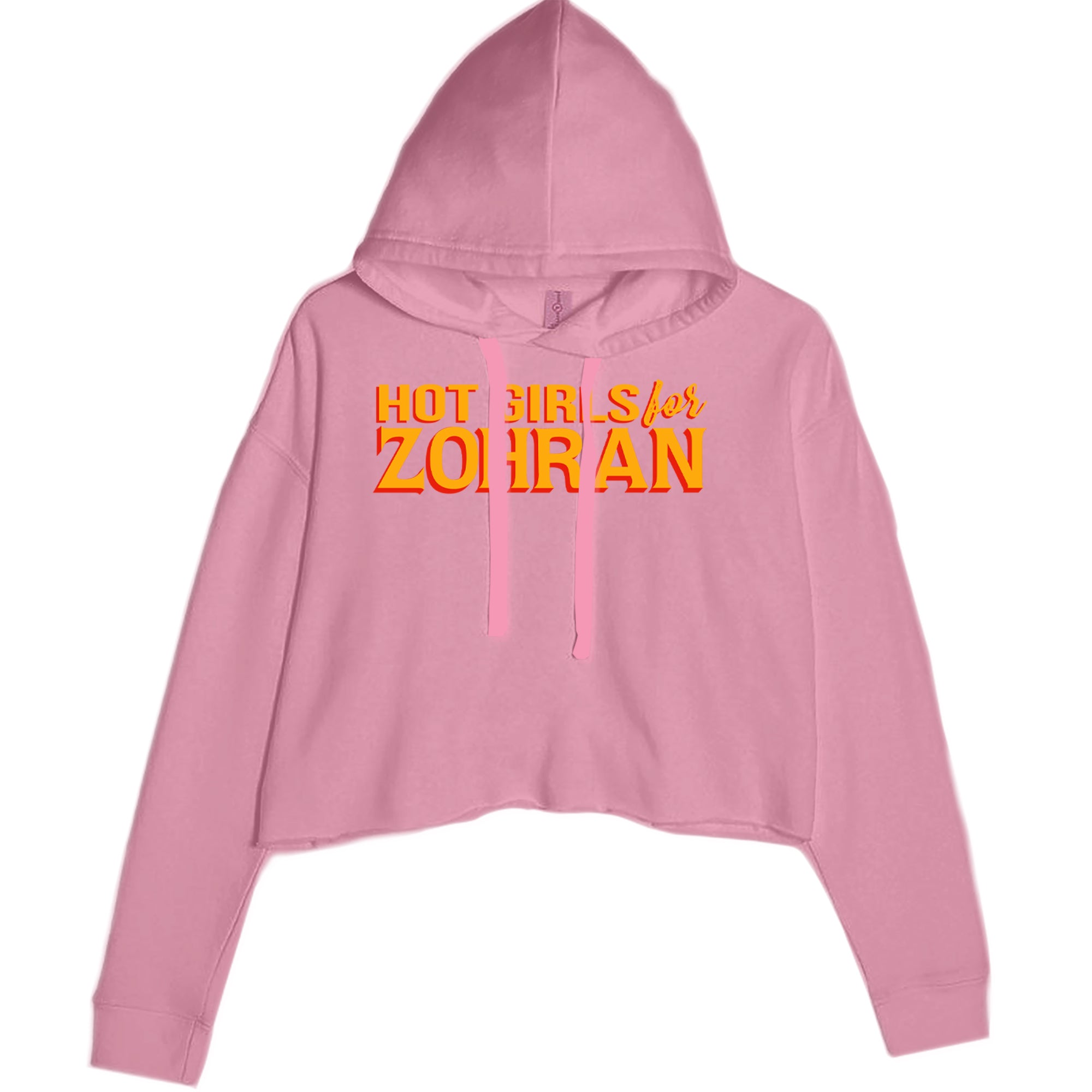 Hot Girls for Zohran Meme Cropped Hoodie Sweatshirt Mauve