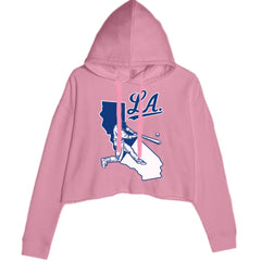 Los Angeles Baseball Batter Up Cropped Hoodie Sweatshirt Mauve