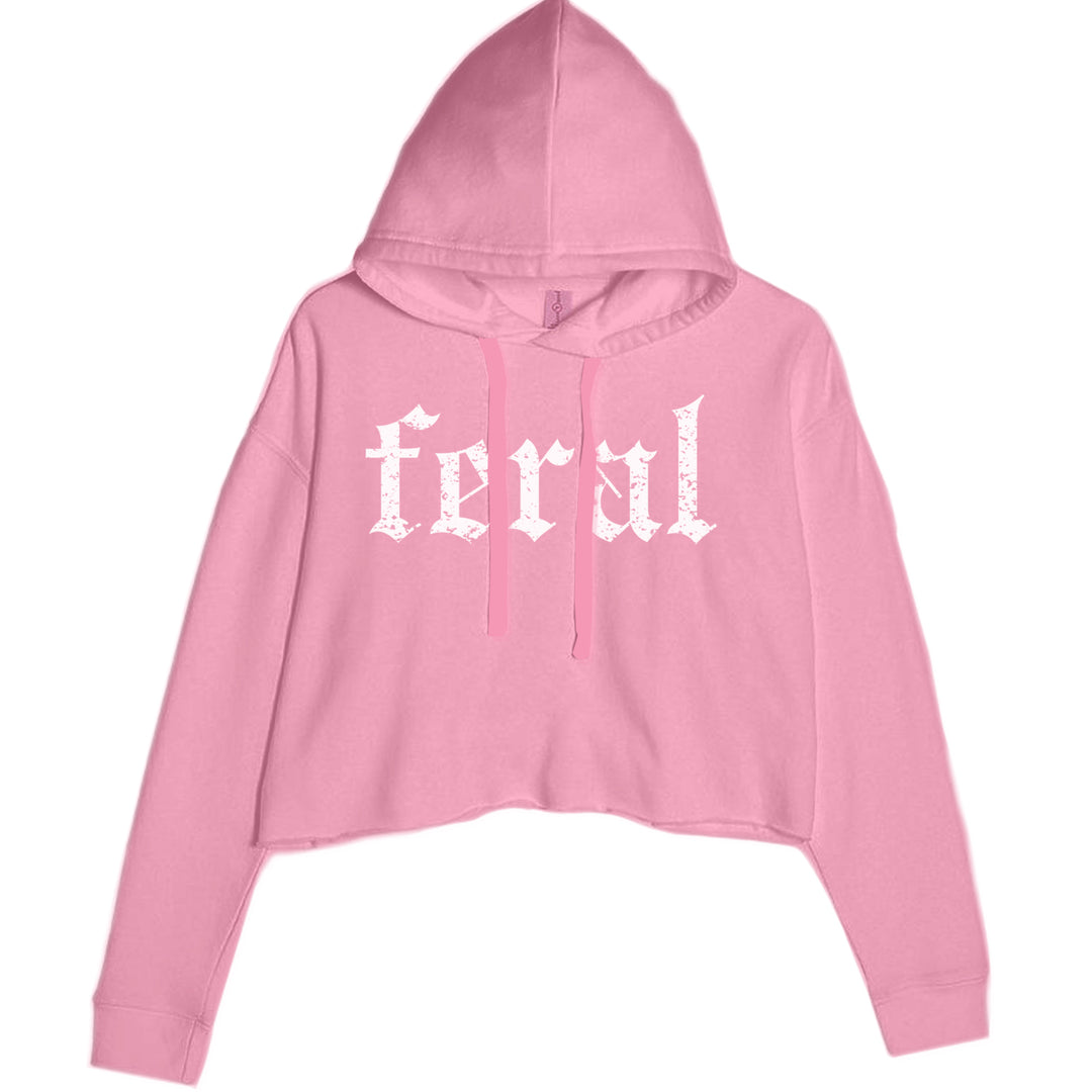 Feral Club Rat Festival Rave EDM Cropped Hoodie Sweatshirt Mauve