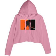 Hockey Enforcer Retro Vintage Cropped Hoodie Sweatshirt Mauve