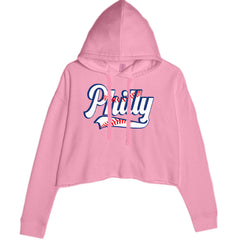 Philly Baseball Stitching graphic on Women's Cropped Fleece Hoodie in Mauve