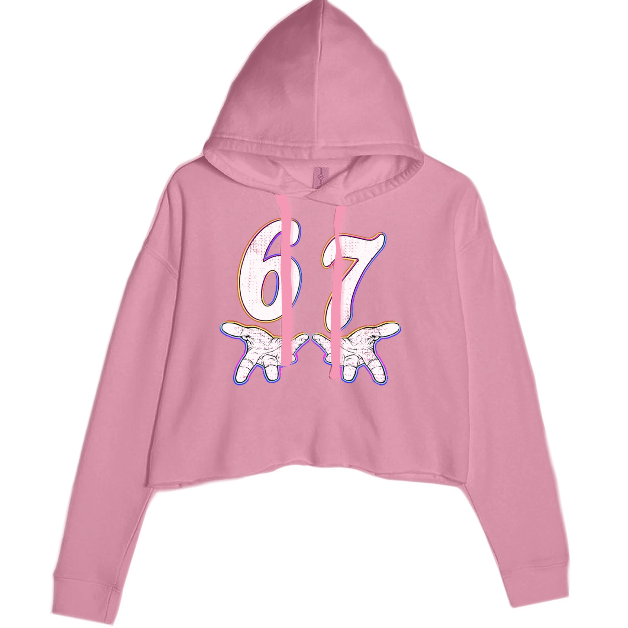 67 Hands Meme Viral Drill Cropped Hoodie Sweatshirt Mauve