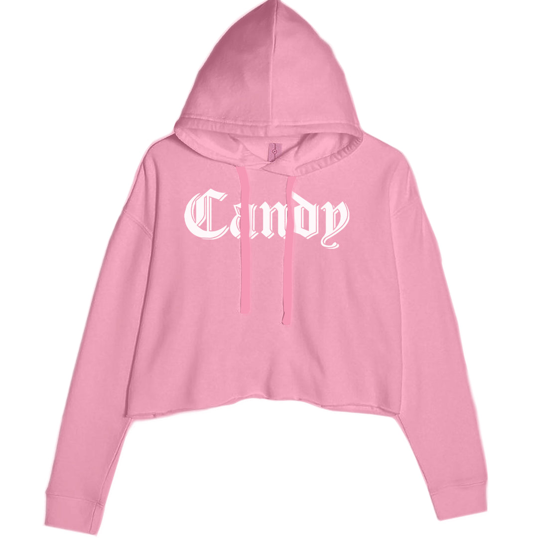 Candy Gothic Lettering Cropped Hoodie Sweatshirt Mauve
