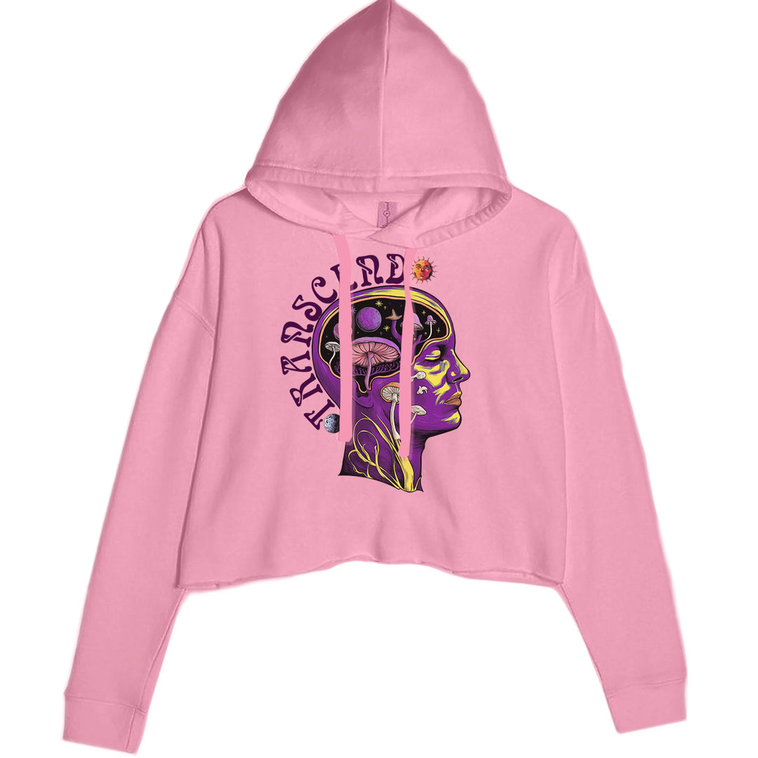 Psychedelic Cosmic Mushroom Head Cropped Hoodie Sweatshirt Mauve
