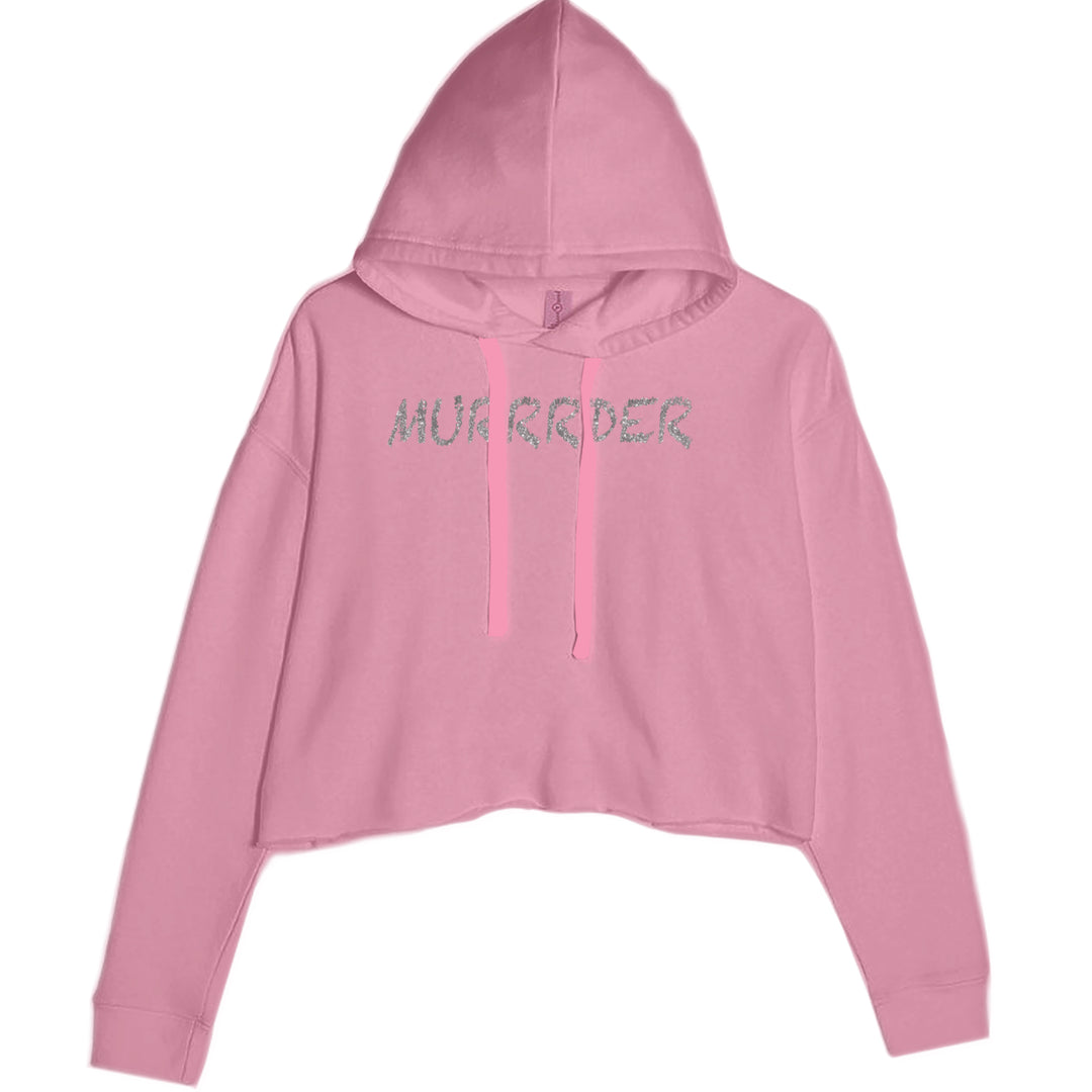 Murrrder Glitter Traitor Cropped Hoodie Sweatshirt Mauve