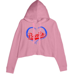 Benito Heart Puerto Rico Cropped Hoodie Sweatshirt Mauve