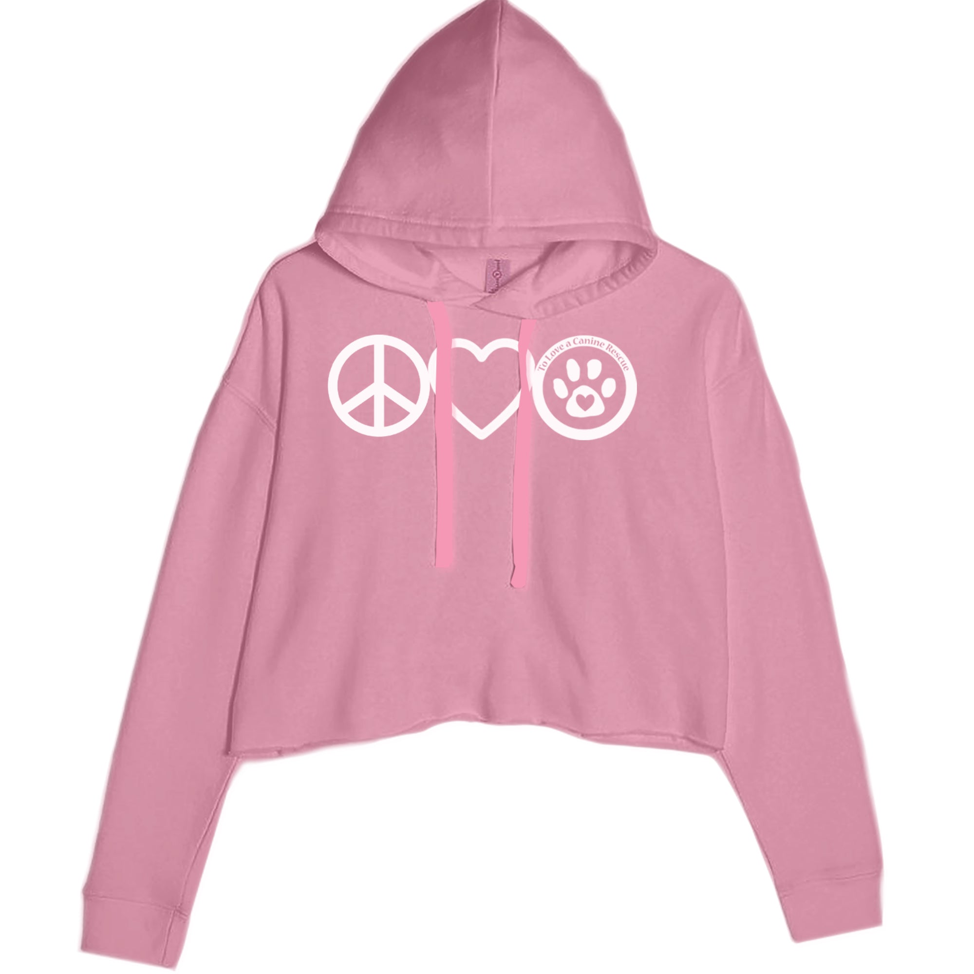 Peace, Love and TLC Dog Rescue Cropped Hoodie Sweatshirt Mauve