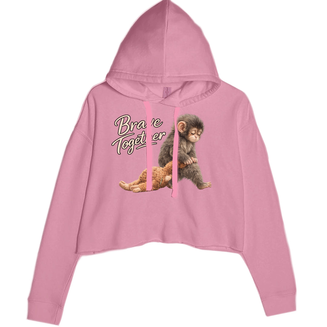 Punch Brave Together Stuffed Animal Cropped Hoodie Sweatshirt Mauve