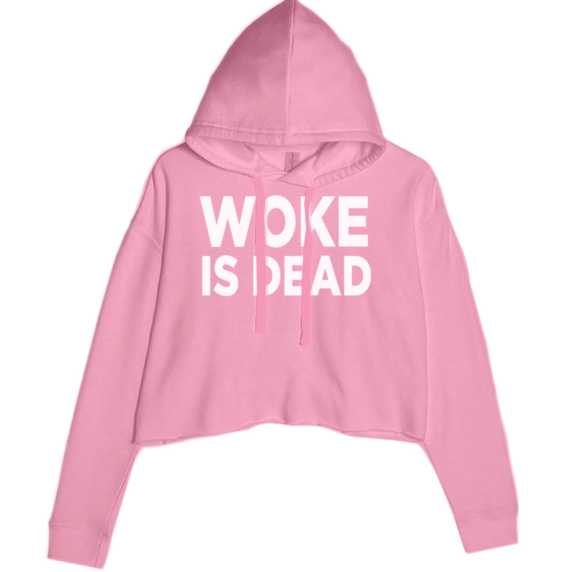 Woke Is Dead Satire Cropped Hoodie Sweatshirt Mauve