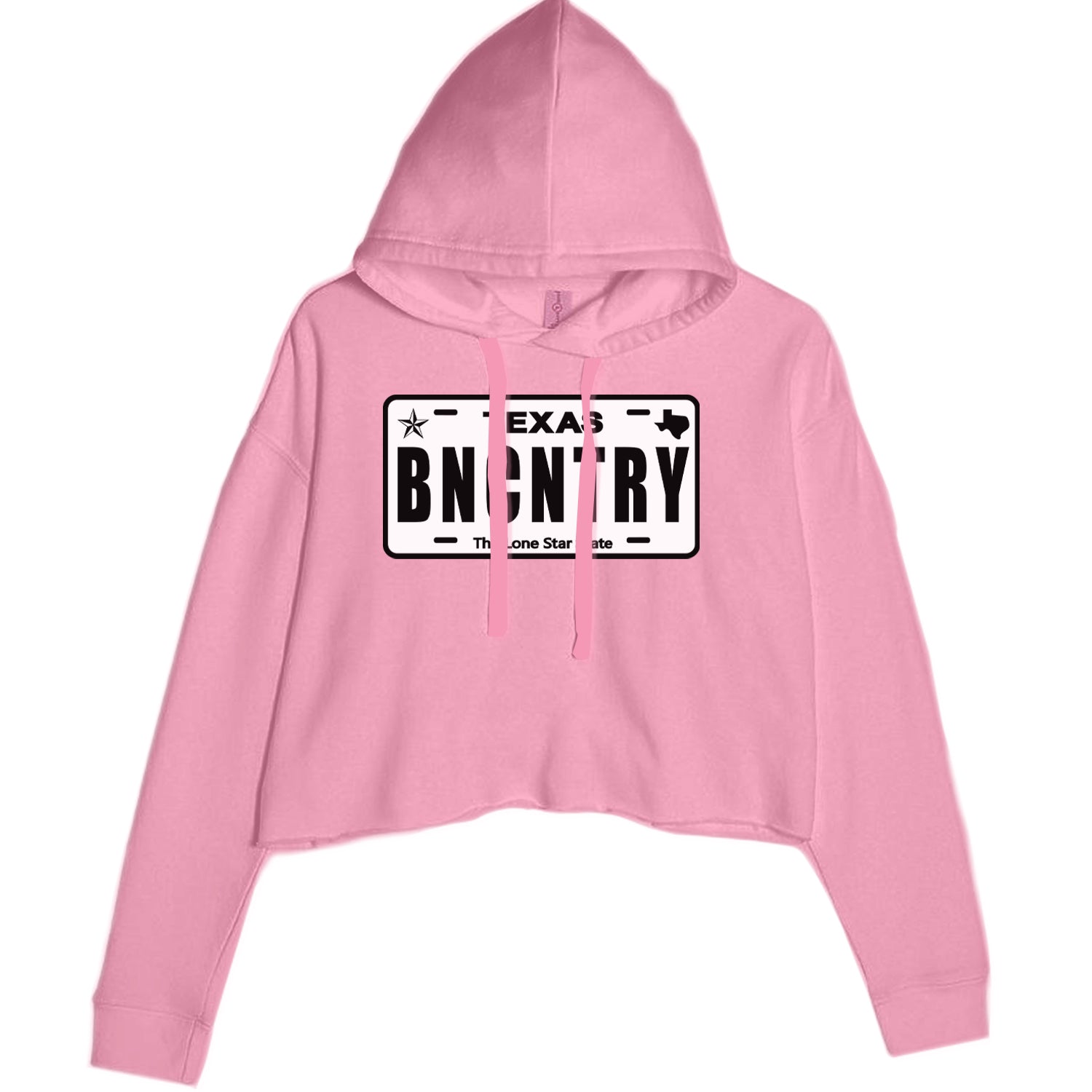 Texas License Plate BNCNTRY Cropped Hoodie Sweatshirt Mauve