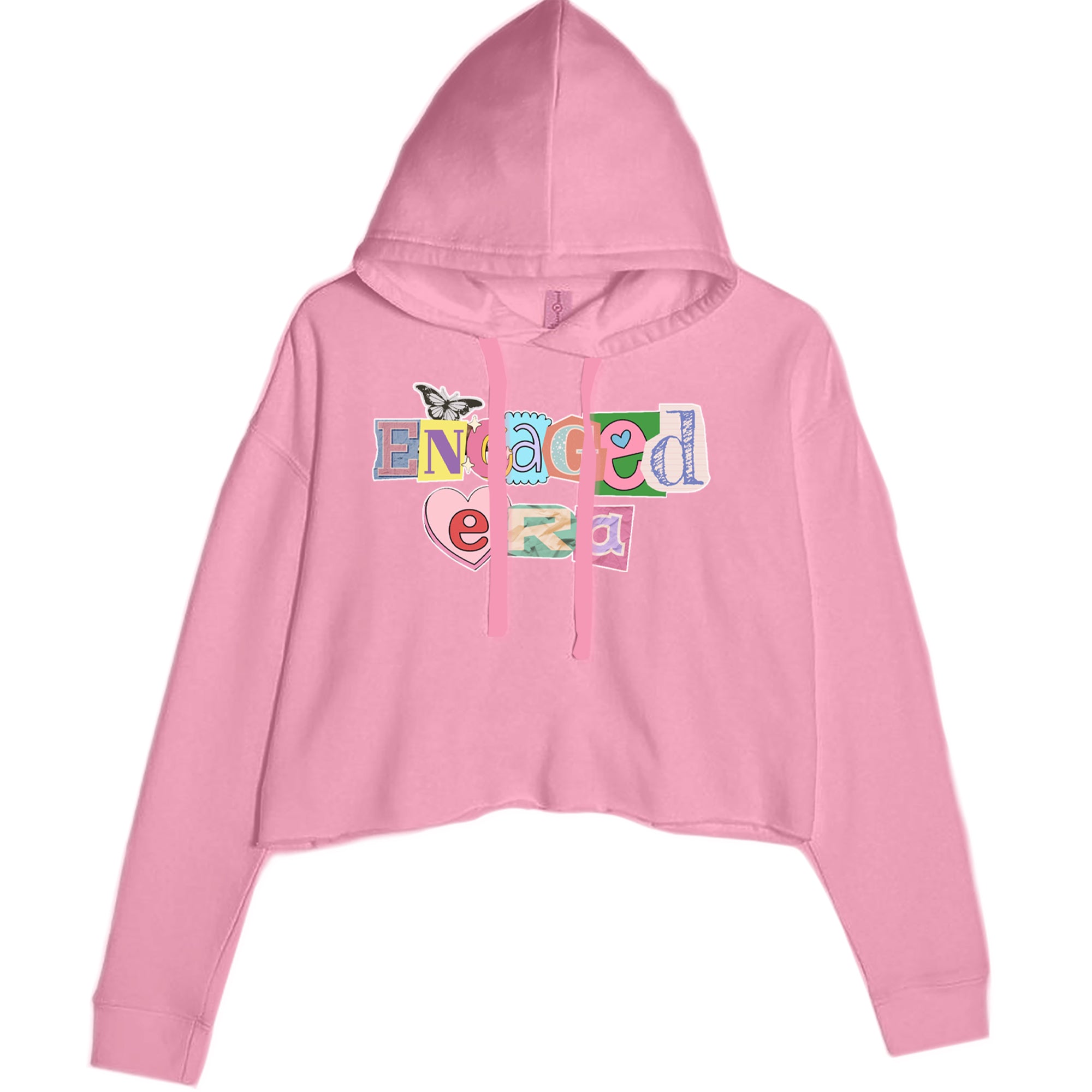 Engaged Era Aesthetic Retro Collage Design Cropped Hoodie Sweatshirt Mauve