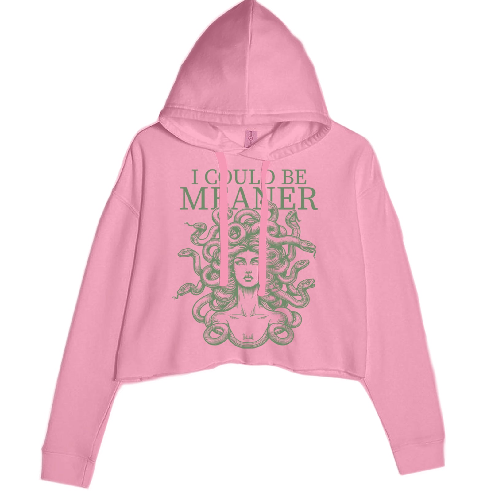 Medusa I Could Be Meaner Cropped Hoodie Sweatshirt Mauve