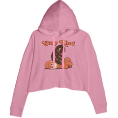 Punch Stay Kind Macaque Cropped Hoodie Sweatshirt Mauve