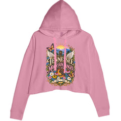 Tennessee Mountain Angel Wings Dolly Cropped Hoodie Sweatshirt Mauve
