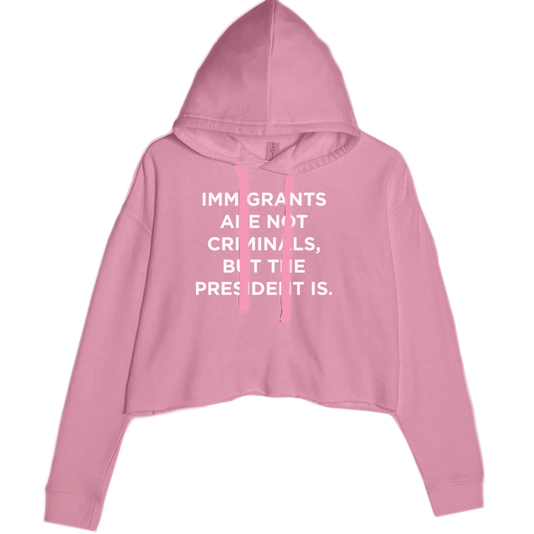 Immigrants Are Not Criminals Cropped Hoodie Sweatshirt Mauve