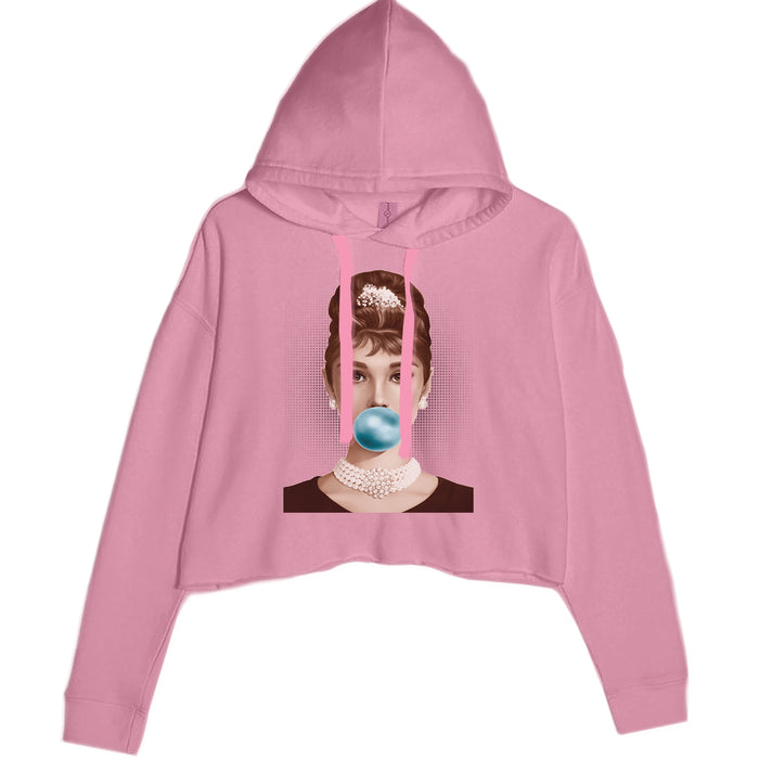 Audrey Hepburn Chewing Bubble Gum American Icon Cropped Hoodie Sweatshirt